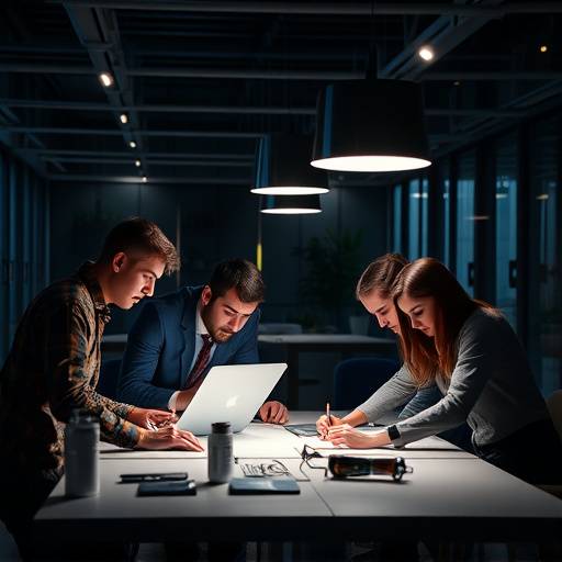 Equipe InovaLuz trabalhando em um projeto de ilumina√§√£o moderna